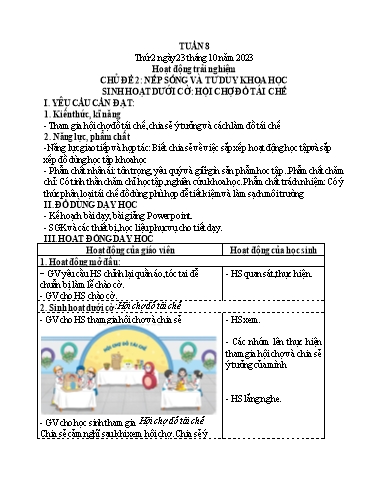 Kế hoạch bài dạy Lớp 4 - Thứ 2 đến Thứ 4, Tuần 8 Năm học 2023-2024 (Cao Thị Thủy)
