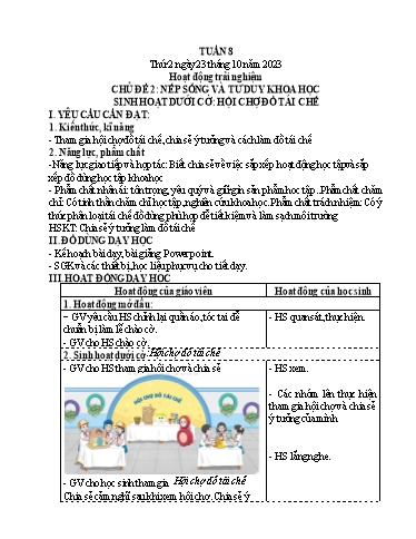 Kế hoạch bài dạy Lớp 4 - Thứ 2+3, Tuần 8 Năm học 2023-2024 (Hà Thị Lê Na)