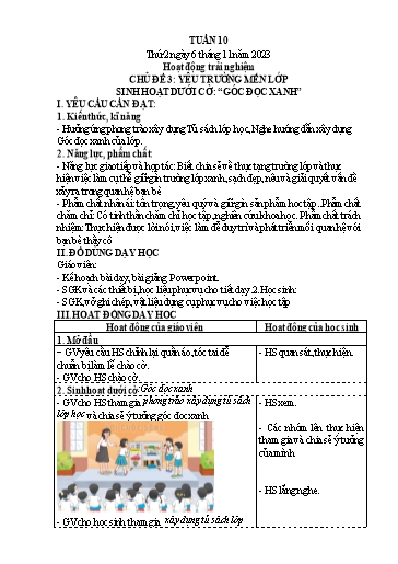 Kế hoạch bài dạy Lớp 4 - Thứ 2+3+4, Tuần 10 Năm học 2023-2024 (Cao Thị Thủy)