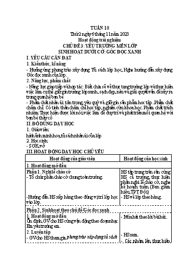 Kế hoạch bài dạy Lớp 4 - Thứ 2+3+4, Tuần 10 Năm học 2023-2024 (Nguyễn Thị Nguyệt)