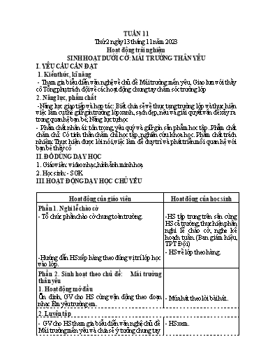 Kế hoạch bài dạy Lớp 4 - Thứ 2+3+4, Tuần 11 Năm học 2023-2024 (Nguyễn Thị Nguyệt)