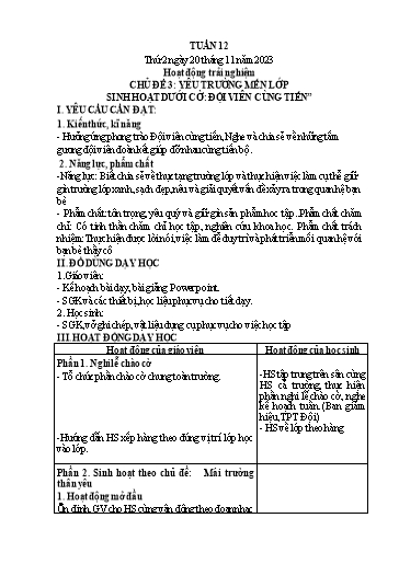 Kế hoạch bài dạy Lớp 4 - Thứ 2+3+4, Tuần 12 Năm học 2023-2024 (Cao Thị Thủy)