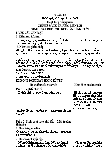 Kế hoạch bài dạy Lớp 4 - Thứ 2+3+4, Tuần 12 Năm học 2023-2024 (Nguyễn Thị Nguyệt)
