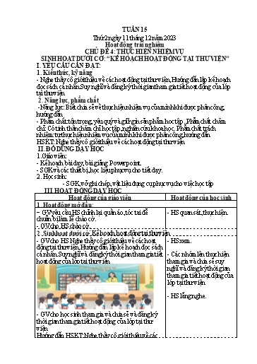 Kế hoạch bài dạy Lớp 4 - Thứ 2+3+4, Tuần 15 Năm học 2023-2024 (Hà Thị Lê Na)
