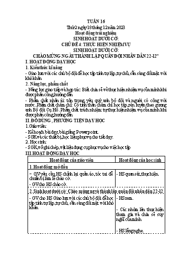 Kế hoạch bài dạy Lớp 4 - Thứ 2+3+4, Tuần 16 Năm học 2023-2024 (Nguyễn Thị Nguyệt)