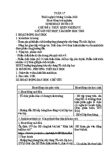 Kế hoạch bài dạy Lớp 4 - Thứ 2+3+4, Tuần 17 Năm học 2023-2024 (Hà Thị Lê Na)