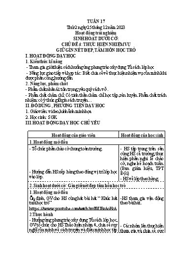 Kế hoạch bài dạy Lớp 4 - Thứ 2+3+4, Tuần 17 Năm học 2023-2024 (Nguyễn Thị Nguyệt)