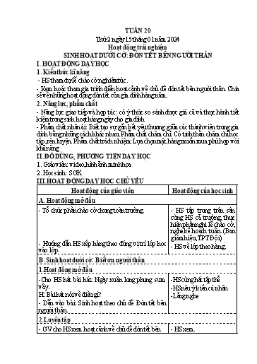 Kế hoạch bài dạy Lớp 4 - Thứ 2+3+4, Tuần 20 Năm học 2023-2024 (Nguyễn Thị Nguyệt)