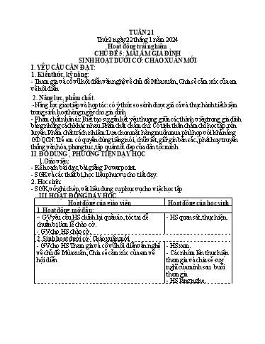 Kế hoạch bài dạy Lớp 4 - Thứ 2+3+4, Tuần 21 Năm học 2023-2024 (Cao Thị Thủy)