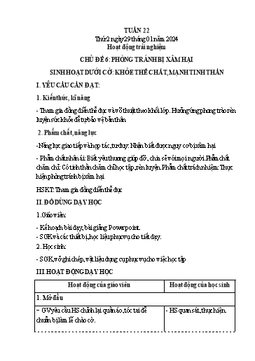 Kế hoạch bài dạy Lớp 4 - Thứ 2+3+4, Tuần 22 Năm học 2023-2024 (Hà Thị Lê Na)