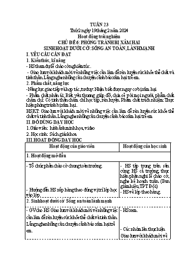 Kế hoạch bài dạy Lớp 4 - Thứ 2+3+4, Tuần 23 Năm học 2023-2024 (Hà Thị Lê Na)