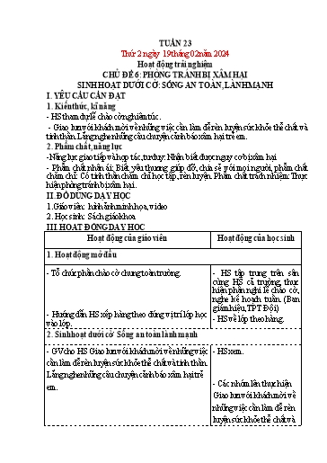 Kế hoạch bài dạy Lớp 4 - Thứ 2+3+4, Tuần 23 Năm học 2023-2024 (Nguyễn Thị Nguyệt)