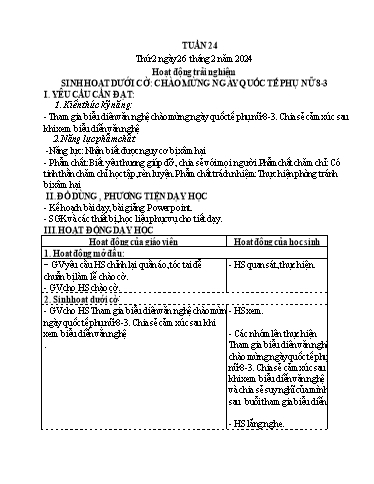 Kế hoạch bài dạy Lớp 4 - Thứ 2+3+4, Tuần 24 Năm học 2023-2024 (Cao Thị Thủy)