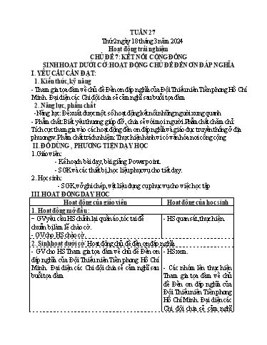 Kế hoạch bài dạy Lớp 4 - Thứ 2+3+4, Tuần 27 Năm học 2023-2024 (Cao Thị Thủy)