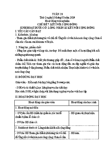 Kế hoạch bài dạy Lớp 4 - Thứ 2+3+4, Tuần 28 Năm học 2023-2024 (Cao Thị Thủy)