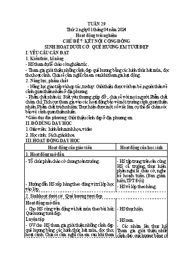 Kế hoạch bài dạy Lớp 4 - Thứ 2+3+4, Tuần 29 Năm học 2023-2024 (Cao Thị Thủy)