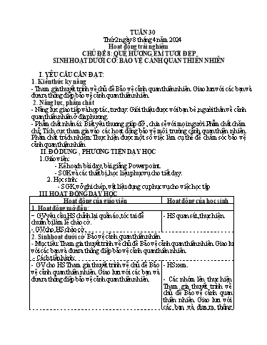 Kế hoạch bài dạy Lớp 4 - Thứ 2+3+4, Tuần 30 Năm học 2023-2024 (Cao Thị Thủy)