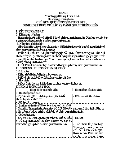 Kế hoạch bài dạy Lớp 4 - Thứ 2+3+4, Tuần 30 Năm học 2023-2024 (Hà Thị Lê Na)
