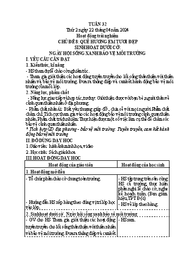 Kế hoạch bài dạy Lớp 4 - Thứ 2+3+4, Tuần 32 Năm học 2023-2024 (Nguyễn Thị Nguyệt)
