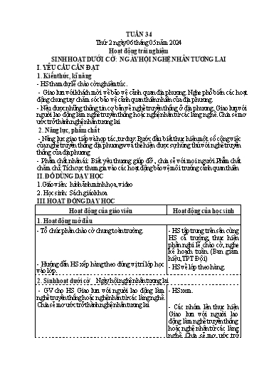 Kế hoạch bài dạy Lớp 4 - Thứ 2+3+4, Tuần 34 Năm học 2023-2024 (Nguyễn Thị Nguyệt)