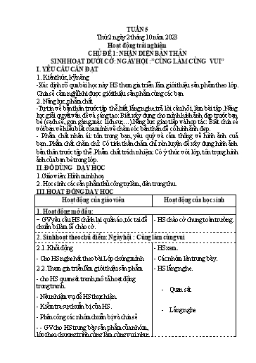 Kế hoạch bài dạy Lớp 4 - Thứ 2+3+4, Tuần 5 Năm học 2023-2024 (Nguyễn Thị Nguyệt)