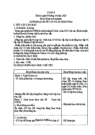 Kế hoạch bài dạy Lớp 4 - Thứ 2+3+4, Tuần 9 Năm học 2023-2024 (Cao Thị Thủy)