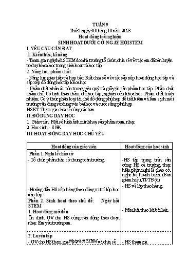 Kế hoạch bài dạy Lớp 4 - Thứ 2+3+4, Tuần 9 Năm học 2023-2024 (Hà Thị Lê Na)