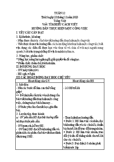 Kế hoạch bài dạy Lớp 4 - Thứ 5 đến Thứ 6, Tuần 12 Năm học 2023-2024 (Cao Thị Thủy)