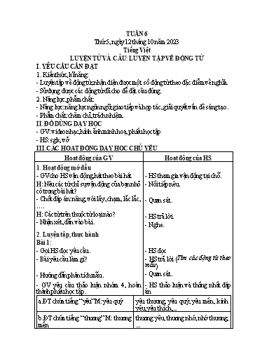 Kế hoạch bài dạy Lớp 4 - Thứ 5 đến Thứ 6, Tuần 6 Năm học 2023-2024 (Cao Thị Thủy)