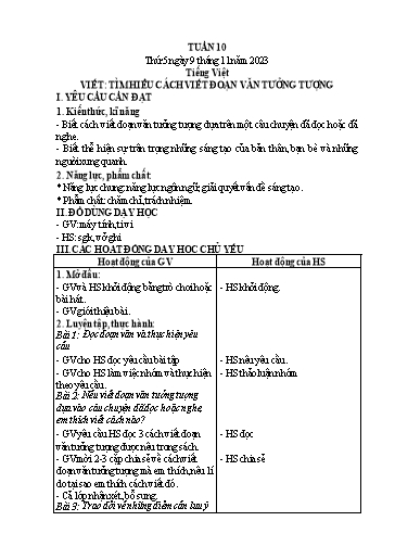 Kế hoạch bài dạy Lớp 4 - Thứ 5+6, Tuần 10 Năm học 2023-2024 (Cao Thị Thủy)