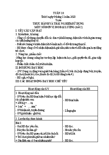 Kế hoạch bài dạy Lớp 4 - Thứ 5+6, Tuần 10 Năm học 2023-2024 (Nguyễn Thị Nguyệt)