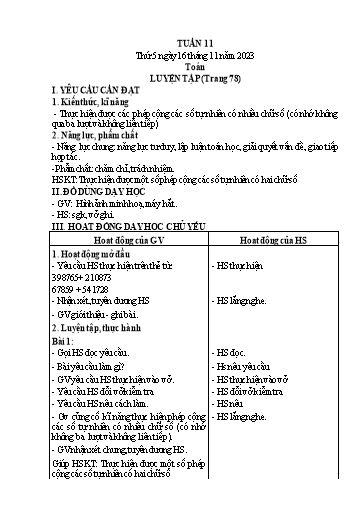 Kế hoạch bài dạy Lớp 4 - Thứ 5+6, Tuần 11 Năm học 2023-2024 (Hà Thị Lê Na)