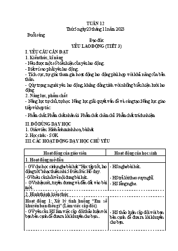 Kế hoạch bài dạy Lớp 4 - Thứ 5+6, Tuần 12 Năm học 2023-2024 (Nguyễn Thị Nguyệt)