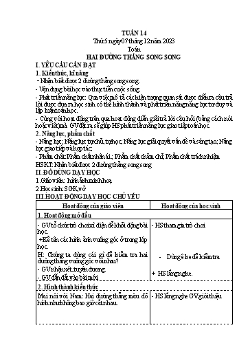 Kế hoạch bài dạy Lớp 4 - Thứ 5+6, Tuần 14 Năm học 2023-2024 (Hà Thị Lê Na)