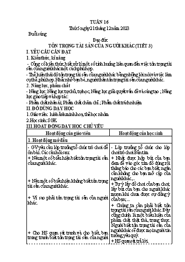 Kế hoạch bài dạy Lớp 4 - Thứ 5+6, Tuần 16 Năm học 2023-2024 (Nguyễn Thị Nguyệt)