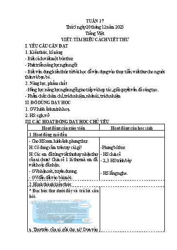 Kế hoạch bài dạy Lớp 4 - Thứ 5+6, Tuần 17 Năm học 2023-2024 (Cao Thị Thủy)