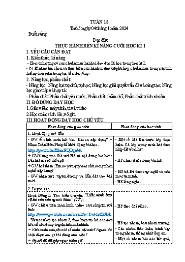 Kế hoạch bài dạy Lớp 4 - Thứ 5+6, Tuần 18 Năm học 2023-2024 (Nguyễn Thị Nguyệt)
