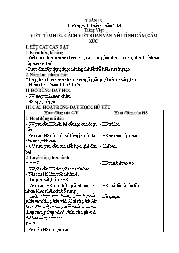 Kế hoạch bài dạy Lớp 4 - Thứ 5+6, Tuần 19 Năm học 2023-2024 (Cao Thị Thủy)