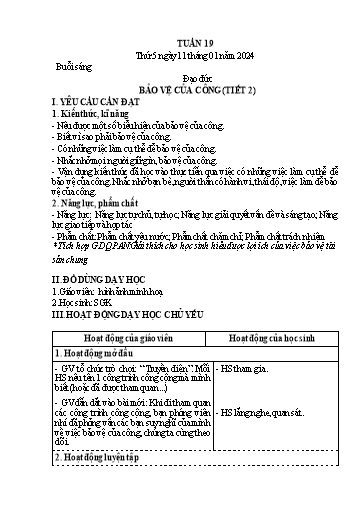 Kế hoạch bài dạy Lớp 4 - Thứ 5+6, Tuần 19 Năm học 2023-2024 (Nguyễn Thị Nguyệt)