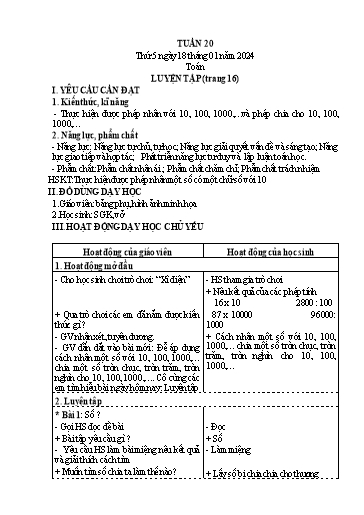 Kế hoạch bài dạy Lớp 4 - Thứ 5+6, Tuần 20 Năm học 2023-2024 (Hà Thị Lê Na)