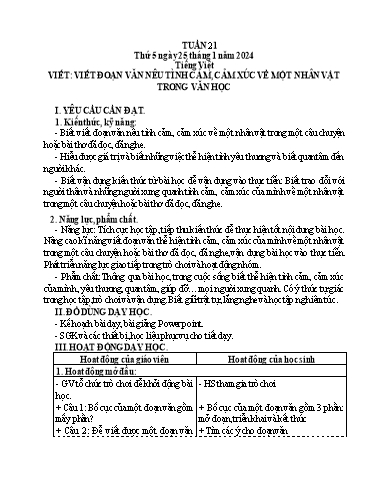 Kế hoạch bài dạy Lớp 4 - Thứ 5+6, Tuần 21 Năm học 2023-2024 (Cao Thị Thủy)