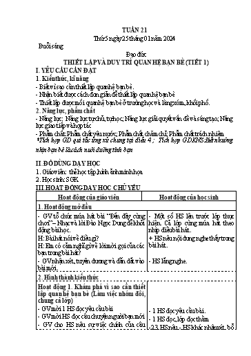 Kế hoạch bài dạy Lớp 4 - Thứ 5+6, Tuần 21 Năm học 2023-2024 (Nguyễn Thị Nguyệt)