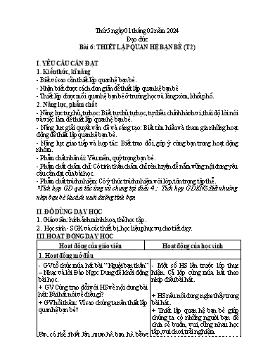 Kế hoạch bài dạy Lớp 4 - Thứ 5+6, Tuần 22 Năm học 2023-2024 (Nguyễn Thị Nguyệt)