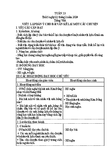 Kế hoạch bài dạy Lớp 4 - Thứ 5+6, Tuần 23 Năm học 2023-2024 (Cao Thị Thủy)