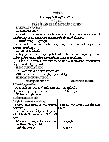 Kế hoạch bài dạy Lớp 4 - Thứ 5+6, Tuần 24 Năm học 2023-2024 (Cao Thị Thủy)