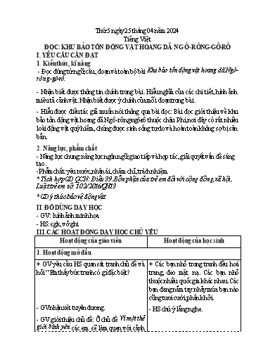 Kế hoạch bài dạy Lớp 4 - Thứ 5+6, Tuần 32 Năm học 2023-2024 (Cao Thị Thủy)