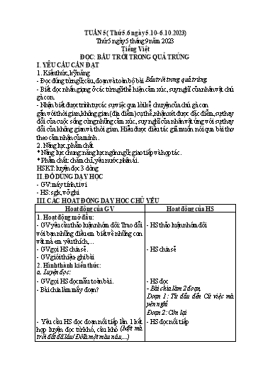 Kế hoạch bài dạy Lớp 4 - Thứ 5+6, Tuần 5 Năm học 2023-2024 (Hà Thị Lê Na)
