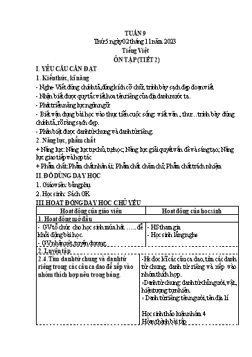 Kế hoạch bài dạy Lớp 4 - Thứ 5+6, Tuần 9 Năm học 2023-2024 (Cao Thị Thủy)