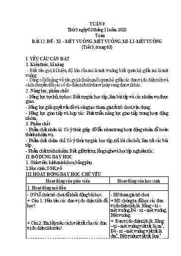 Kế hoạch bài dạy Lớp 4 - Thứ 5+6, Tuần 9 Năm học 2023-2024 (Nguyễn Thị Nguyệt)