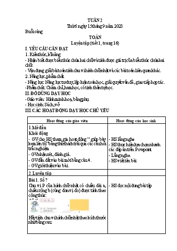 Kế hoạch bài dạy Lớp 4 - Thứ 6, Tuần 2 Năm học 2023-2024 (Nguyễn Thị Nguyệt)